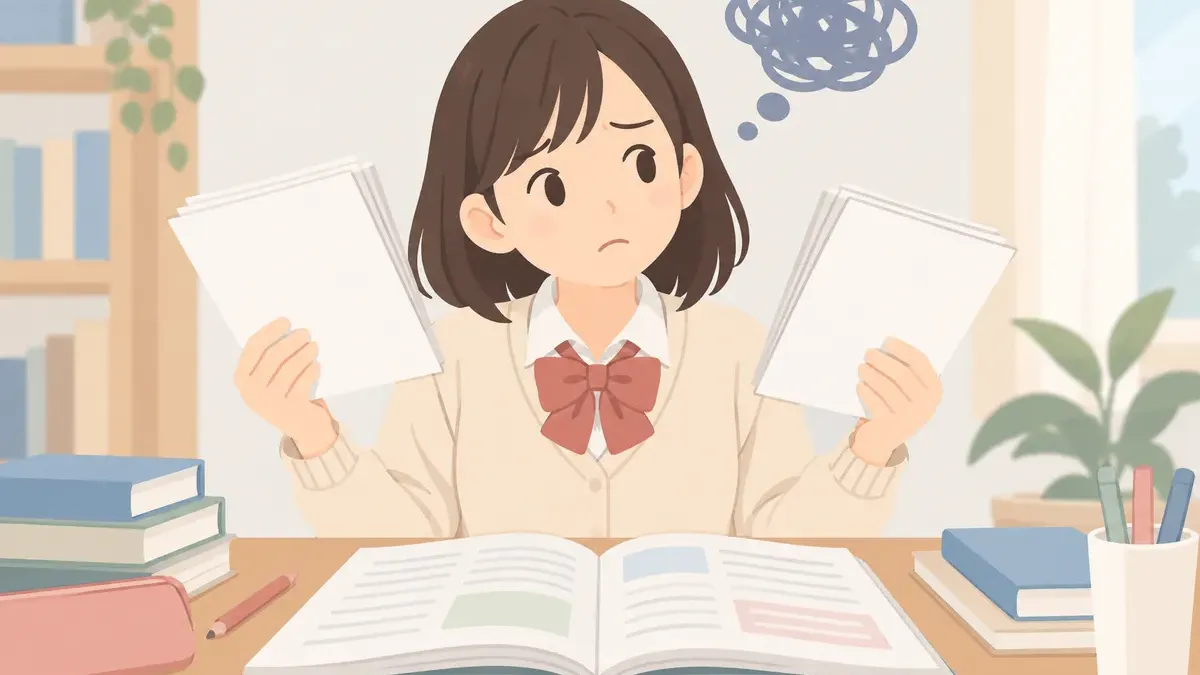 2つの似た内容が頭の中で混ざって悩む受験生